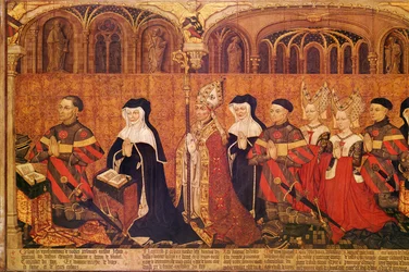 Jean I Jouvenel des Ursins (1360-1431) mit seiner Frau Michelle de Vitry (gest. 1456) und ihrer Familie, 1445-49 (Detail)